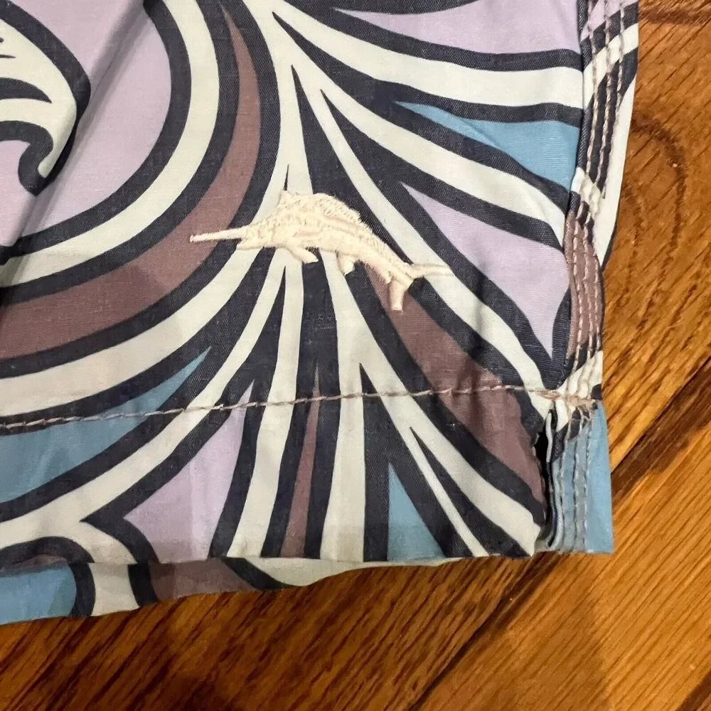 TOMMY BAHAMA Relax‎ Sailfish Logo Print Swim Trunks Teal/Turquoise SZ XL